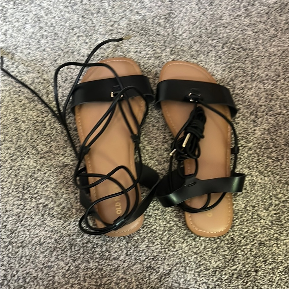 Black Strappy tie Sandals